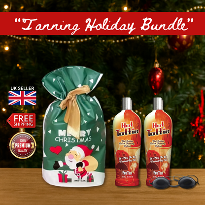 2 x Pro Tan Hot Tottie 251ml with Sunbed Goggles + Christmas Gift Bag Set🎁