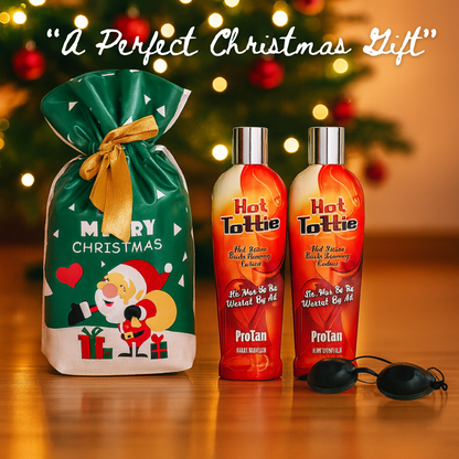2 x Pro Tan Hot Tottie 251ml with Sunbed Goggles + Christmas Gift Bag Set🎁