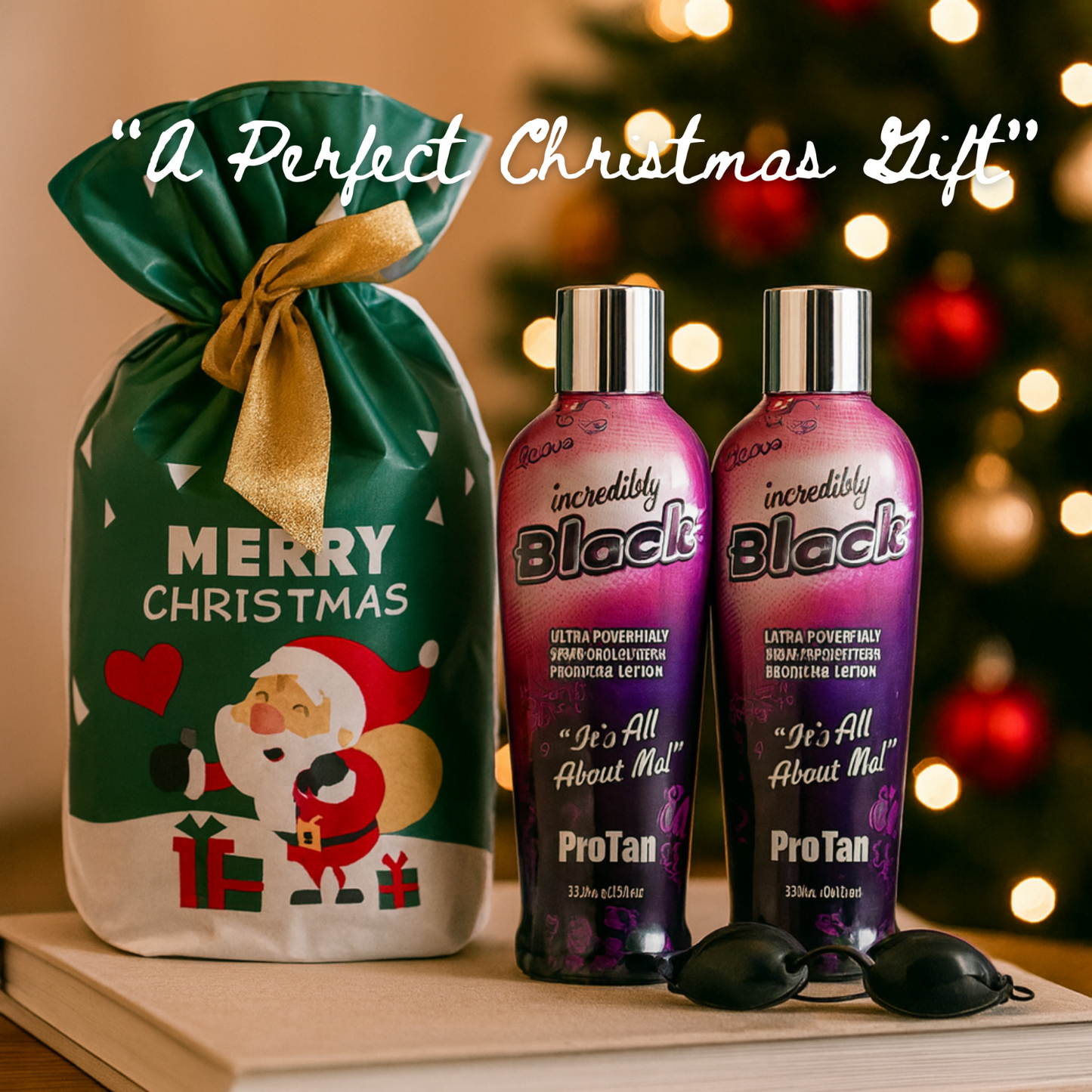 2 x Pro Tan Incredibly Black 251ml with Sunbed Goggles + Christmas Gift Bag 🎁