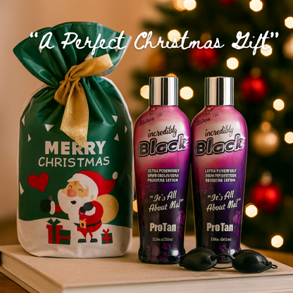 2 x Pro Tan Incredibly Black 251ml with Sunbed Goggles + Christmas Gift Bag 🎁