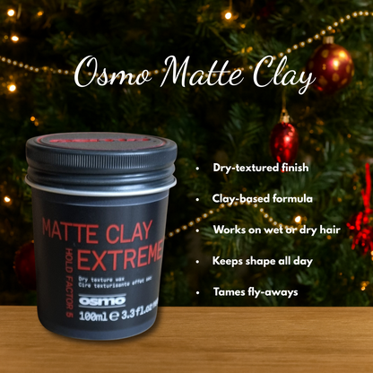 2 x Osmo Matte Clay Extreme 100ml with Hair Brush + Christmas Gift Bag Set🎁
