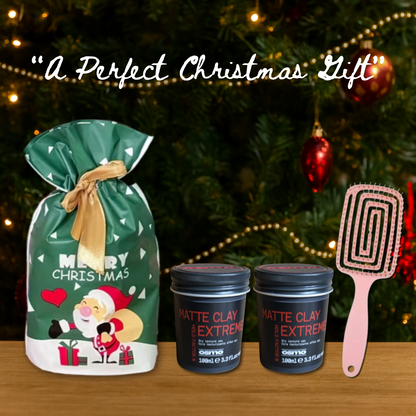 2 x Osmo Matte Clay Extreme 100ml with Hair Brush + Christmas Gift Bag Set🎁