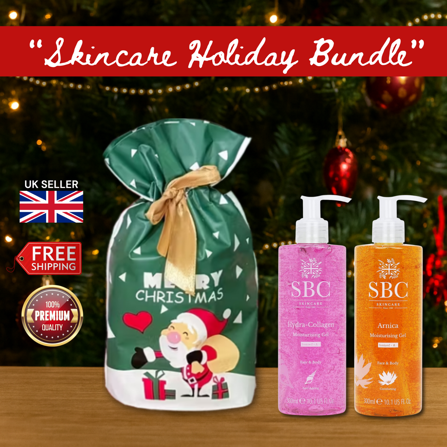 SBC Hydra-Collagen & Arnica Moisturising Gel 300ml + Christmas Gift Bag Set 🎁