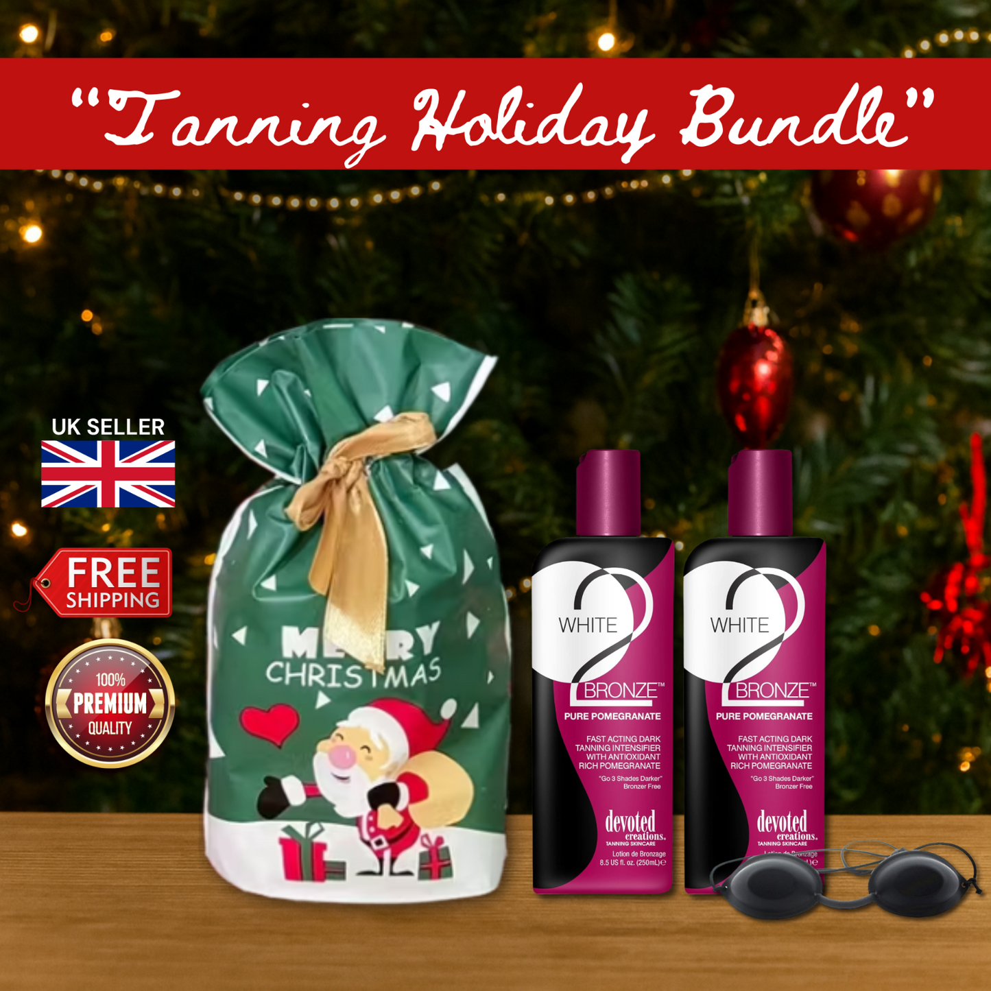 2 x Devoted Creations White 2 Bronze Pomegranate + Goggles + Christmas Gift Bag