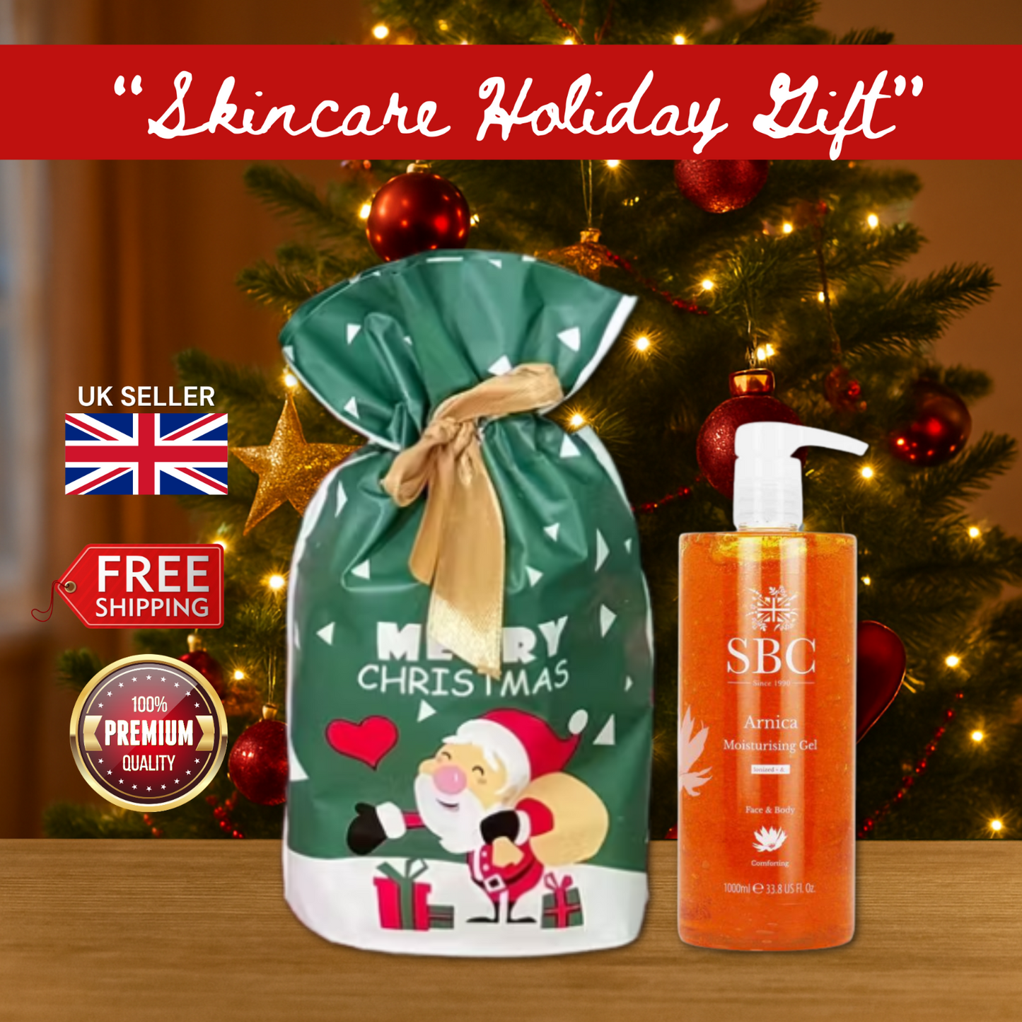 SBC Arnica Moisturising Gel + Christmas Gift Bag 100ml – 1000ml 🎁