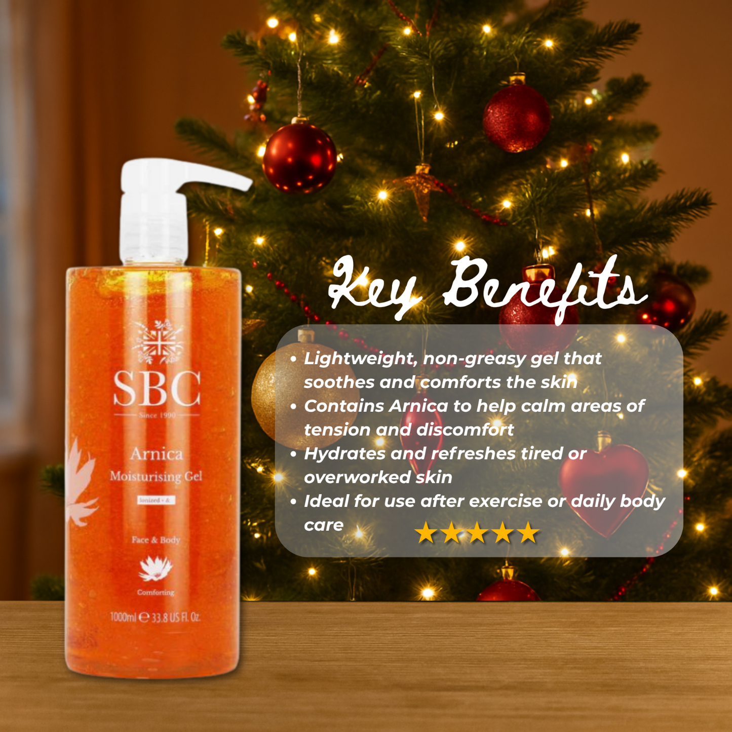 SBC Arnica Moisturising Gel + Christmas Gift Bag 100ml – 1000ml 🎁