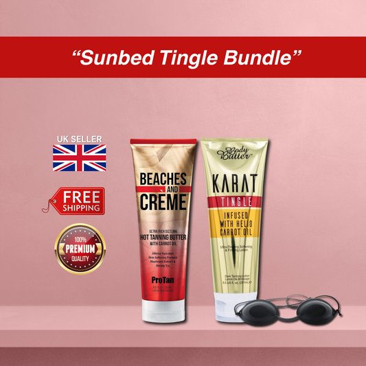 Pro Tan Sizzling Hot Butter + Body Butter Tingle + Goggles Tingling Sunbed Set