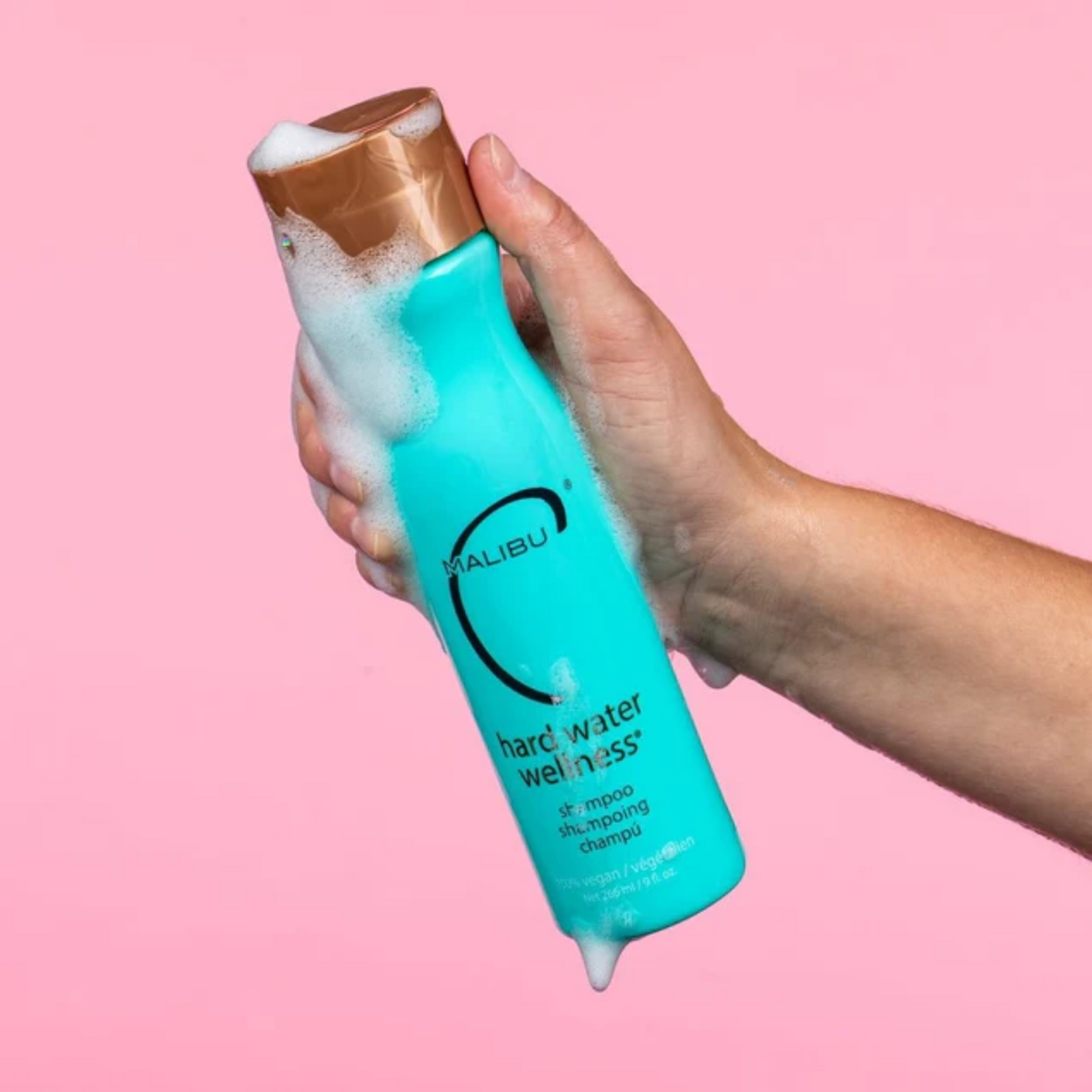 3x Malibu C Hard Water Wellness Shampoo 266ml + Detangling Hair Brush Bundle