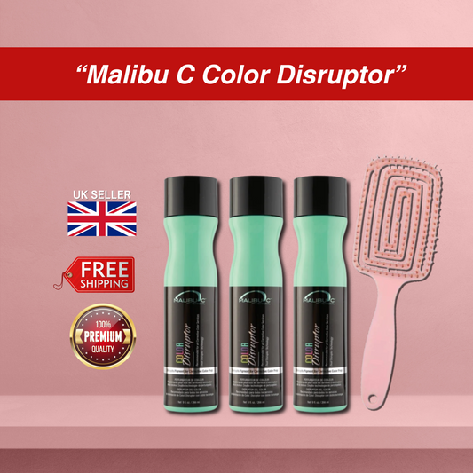 3x Malibu C Colour Disruptor Shampoo 266ml + Detangling Hair Brush Bundle