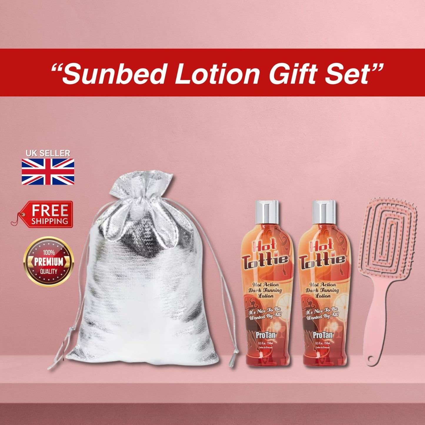 2x Pro Tan Hot Tottie 250ml with Hair Brush Set + Gift Bag Set 🎁