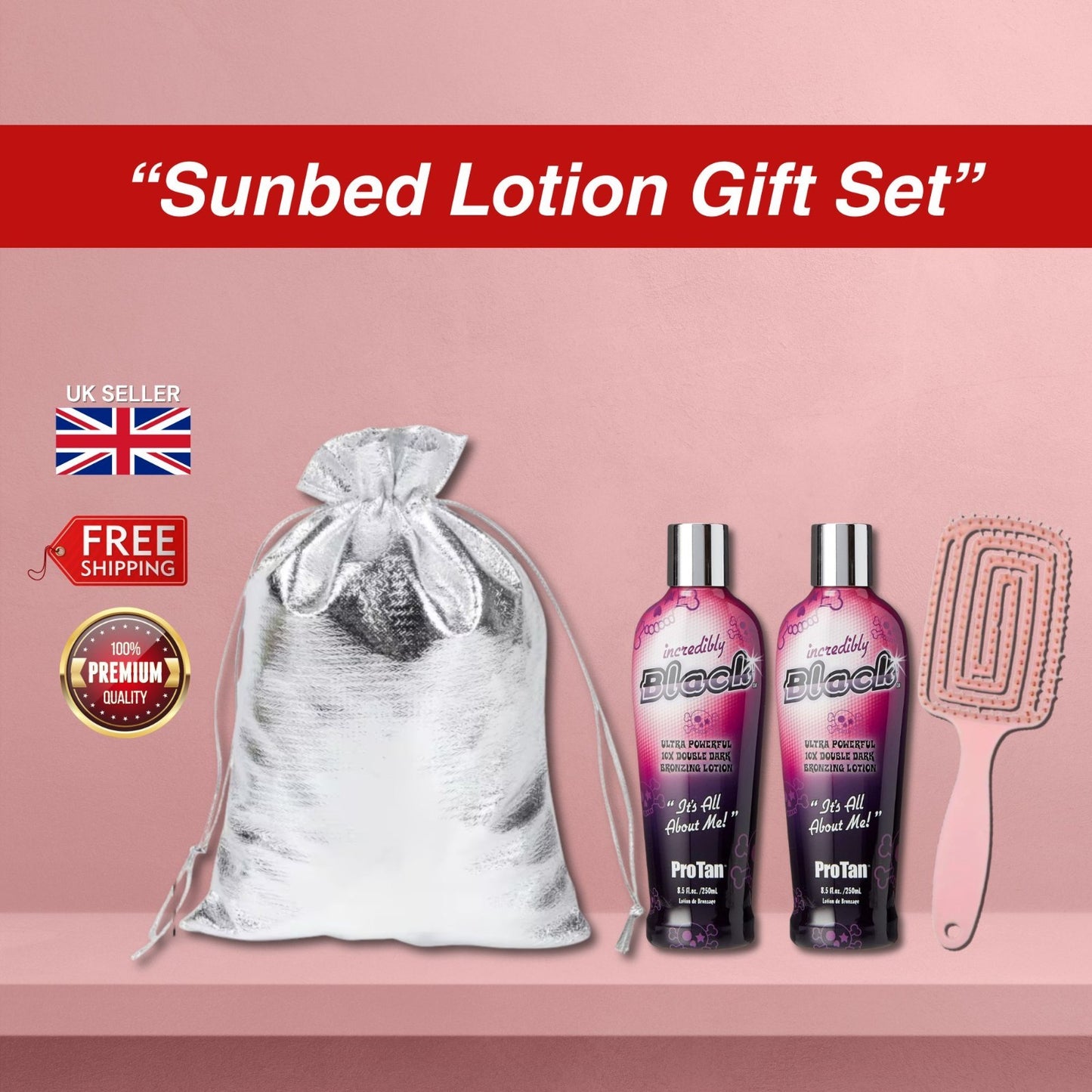 2 x Pro Tan Incredibly Black 251ml with Hair Brush Set + Gift Bag 🎁