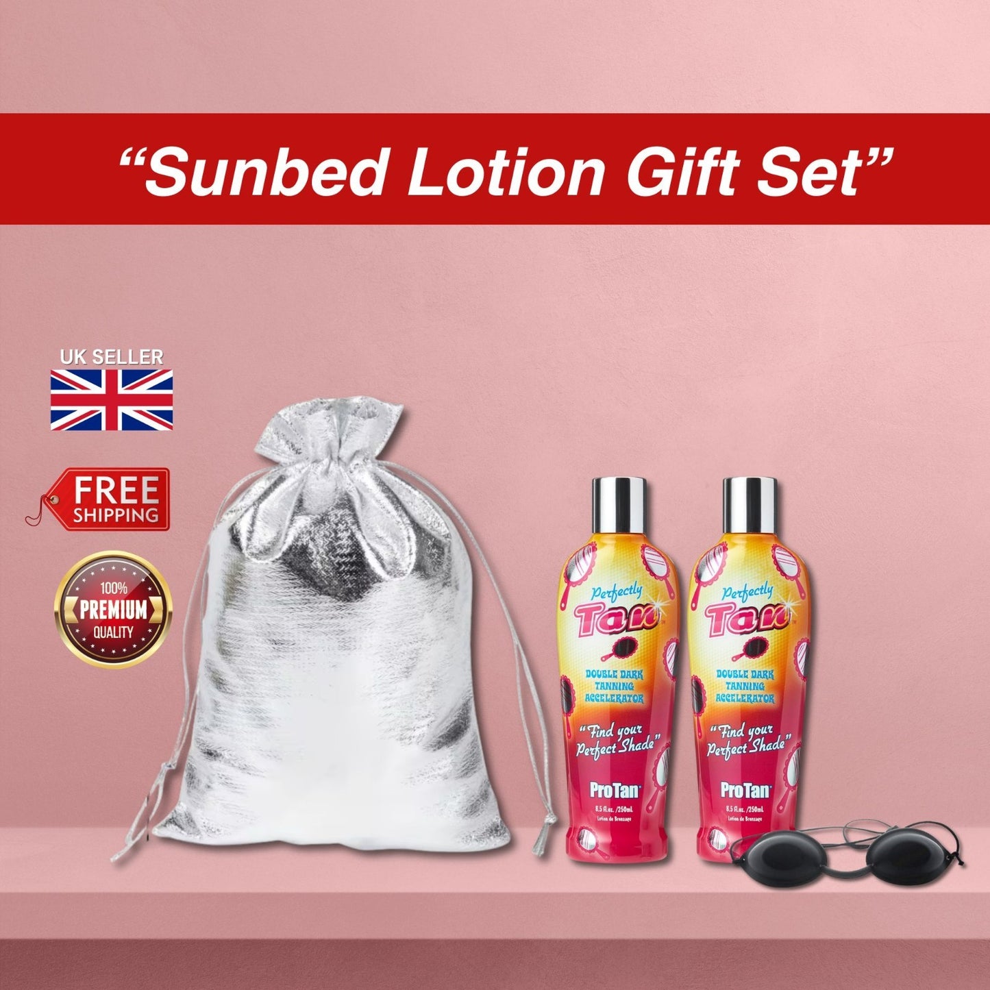 2x Pro Tan Perfectly Tan 250ml with Sunbed Goggles + Gift Bag 🎁