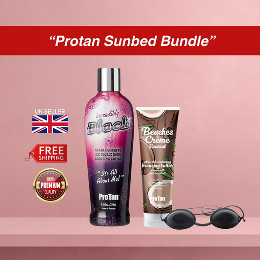 Pro Tan Incredibly Black 250ml + Beaches & Crème Coconut 250ml + Sunbed Goggles