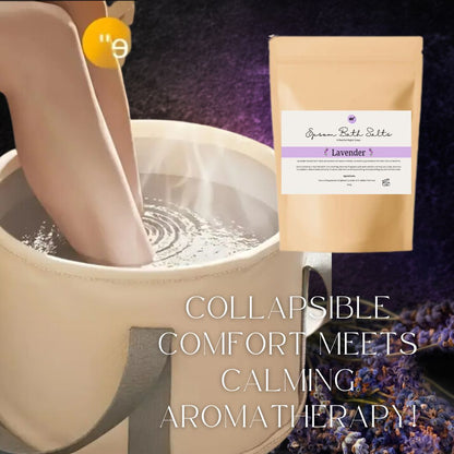 LAVENDER FOOT RETREAT - Collapsible Foot Soak Tub and Lavender Bath Salts Bundle