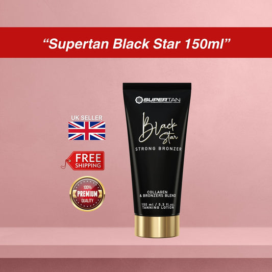 SuperTan Black Star Sunbed Black Bronzer 150ml | Indoor Tanning Lotion with DHA