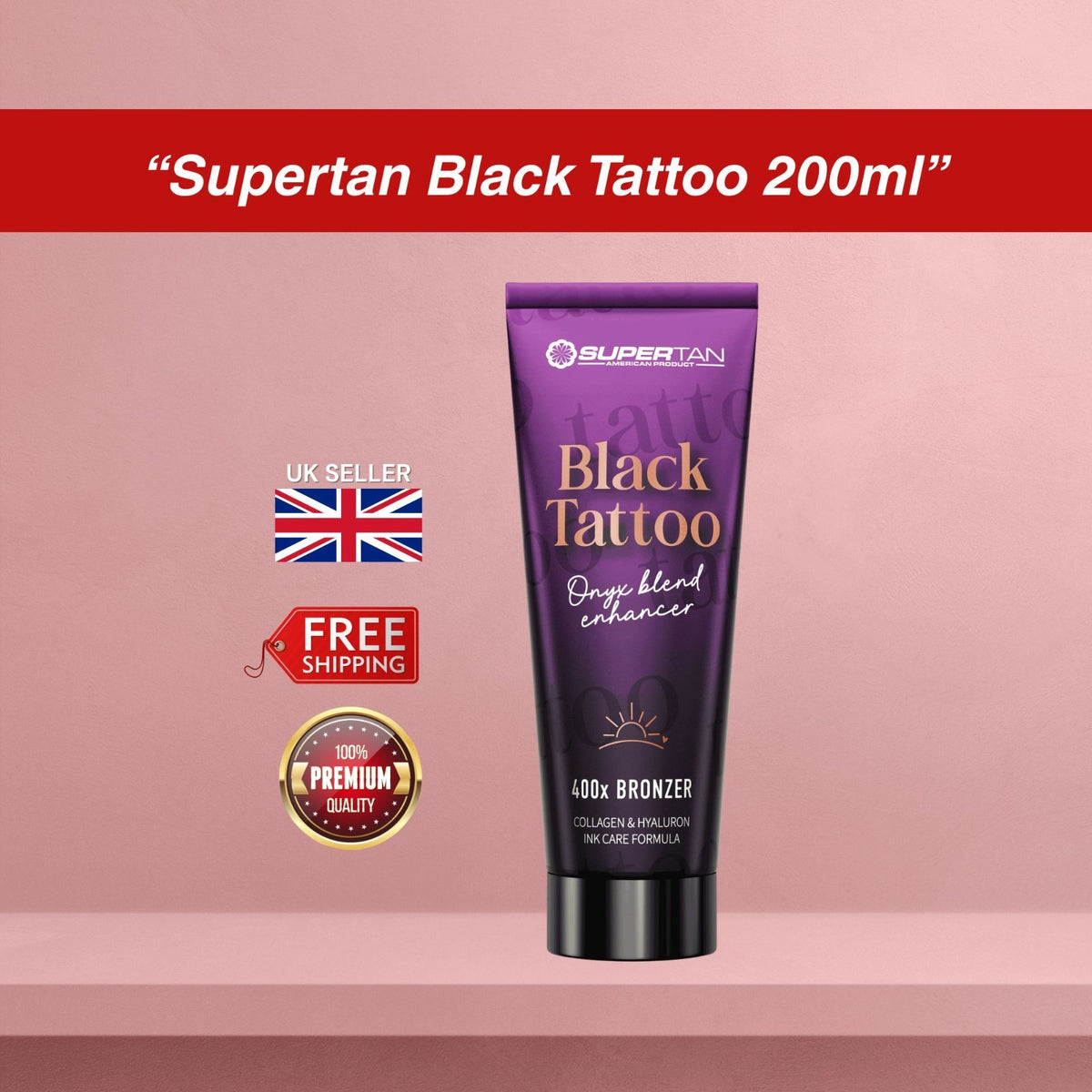 SuperTan Black Tattoo Sunbed Bronzer 200ml | Indoor Tanning Lotion