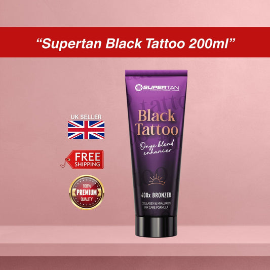 SuperTan Black Tattoo Sunbed Bronzer 200ml | Indoor Tanning Lotion
