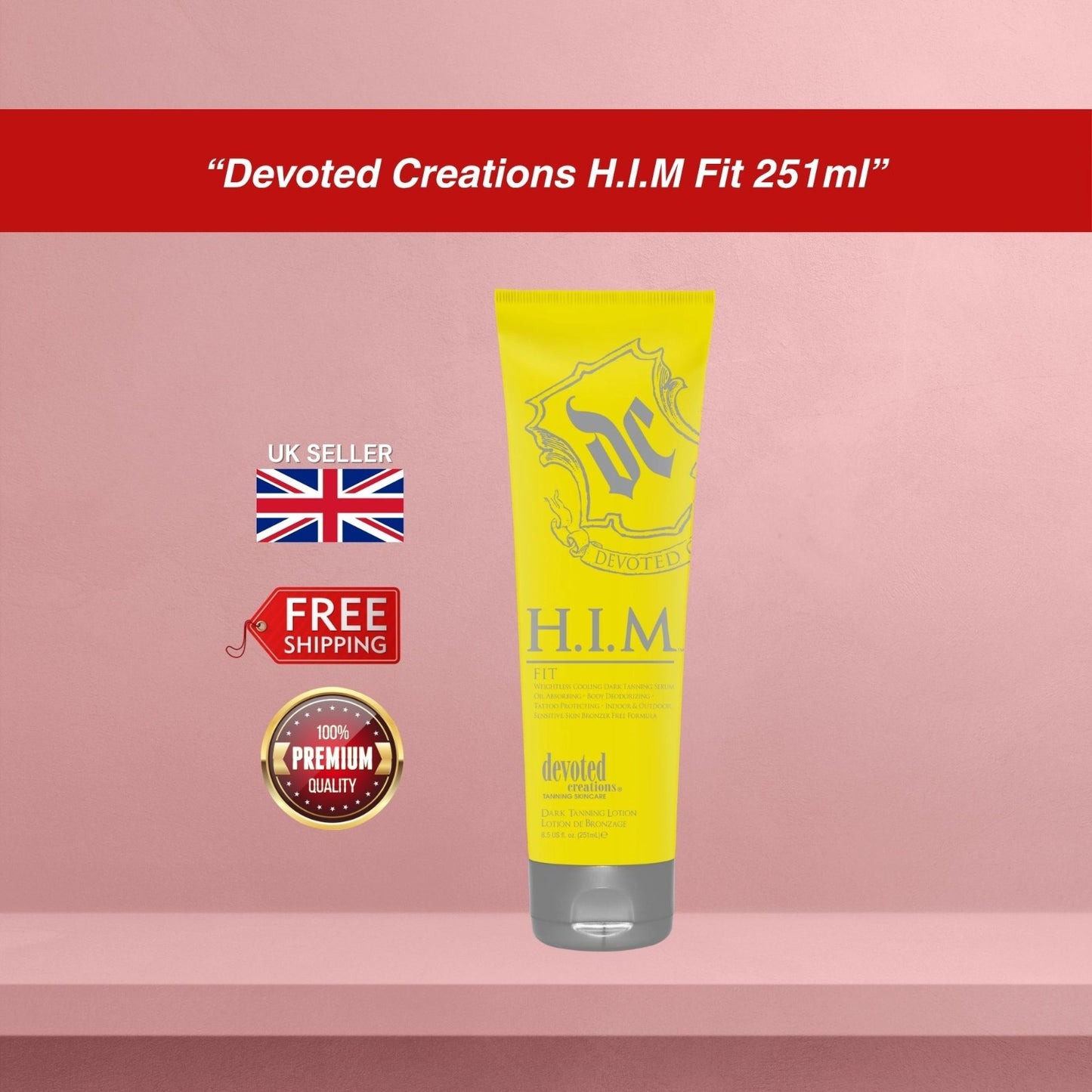 Devoted Creations HIM FIT Cooling Dark Tanning Serum for Men Sunbed Lotion 251ml