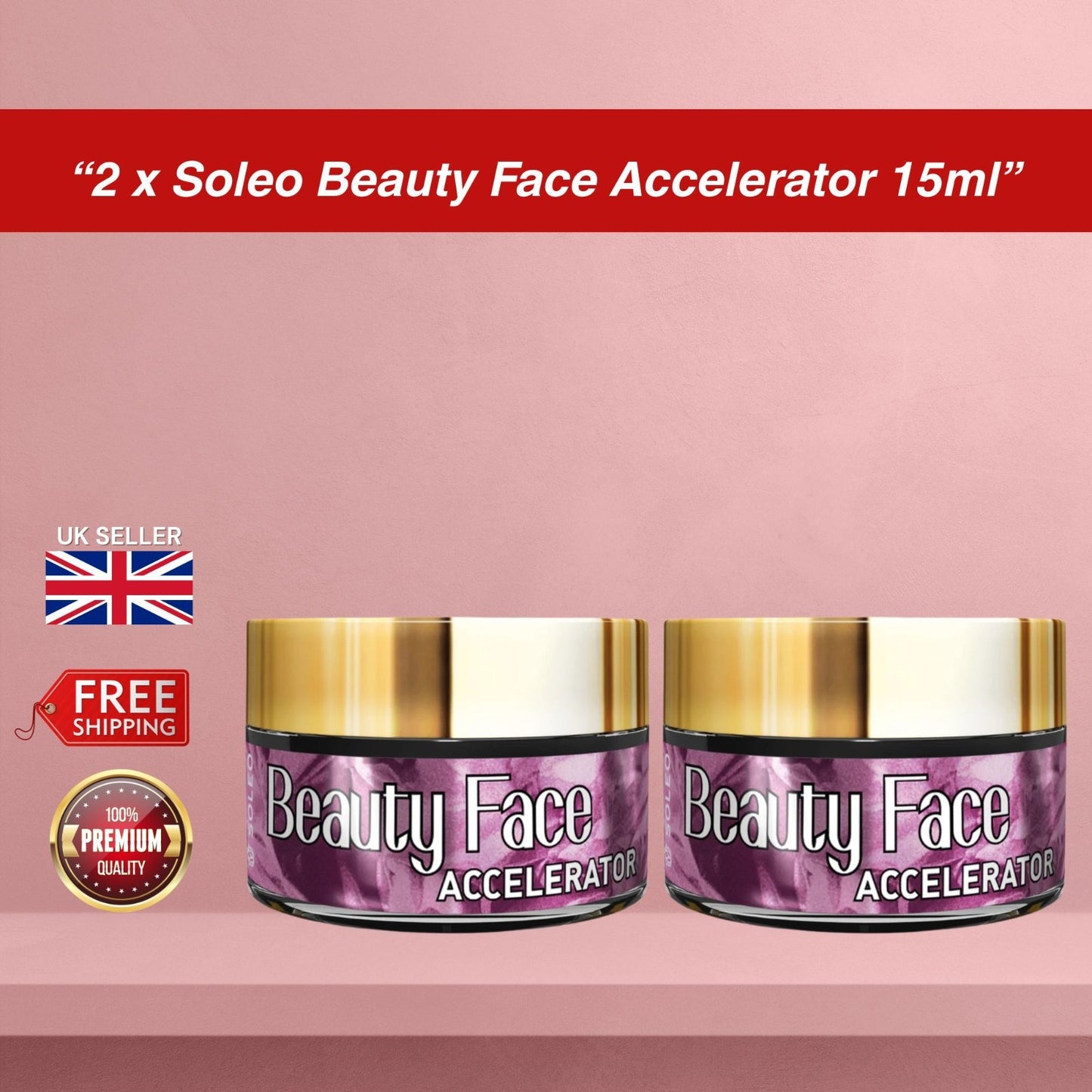 2 x Soleo Beauty Face Accelerator 15ml Pots | Indoor Tanning Facial Accelerator