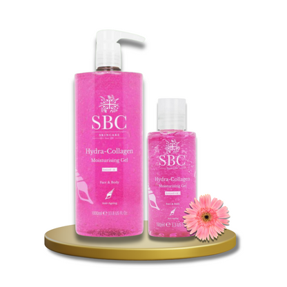 SBC Skincare Hydra Collagen 1000ml & 100ml - Anti - Ageing Face and Body Moisturising Gel