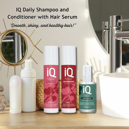 IQ Intelligent Haircare Daily Shampoo & Conditioner 300ml with Hair Serum 75ml