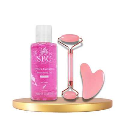 SBC Hydra-Collagen Moisturising Gel 100ml with Face Roller & Gua Sha Set