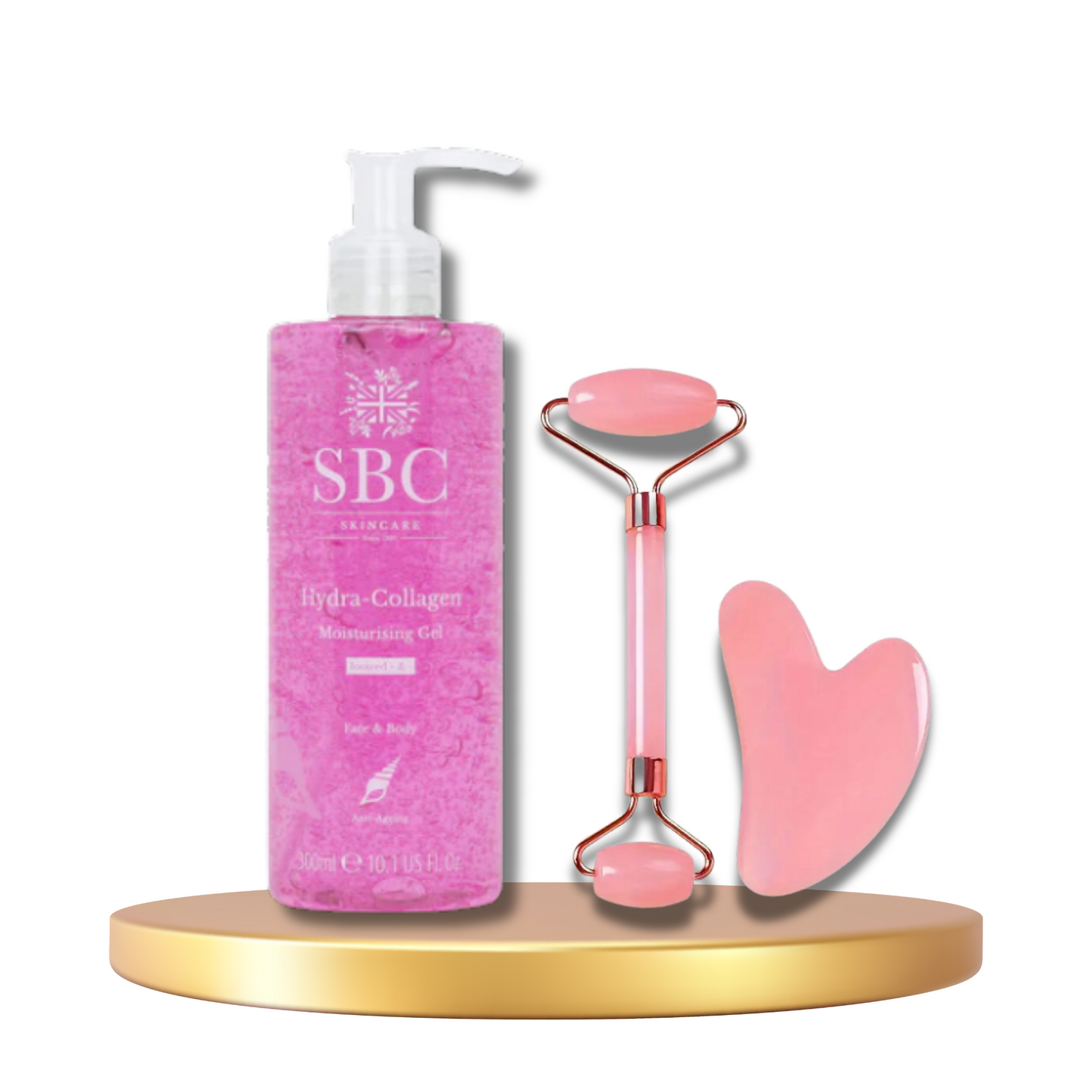 SBC Hydra-Collagen Moisturising Gel 100ml with Face Roller & Gua Sha Set