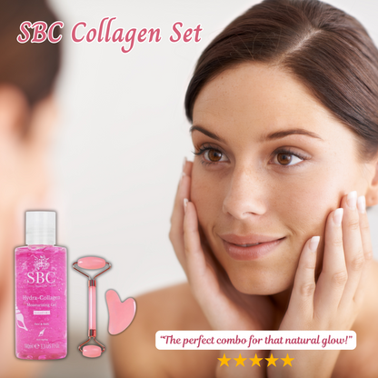 SBC Hydra-Collagen Moisturising Gel 100ml with Face Roller & Gua Sha Set