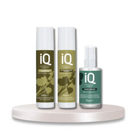 IQ Intelligent Haircare Intense Moisture Shampoo & Conditioner 300ml with Hair Serum 75ml