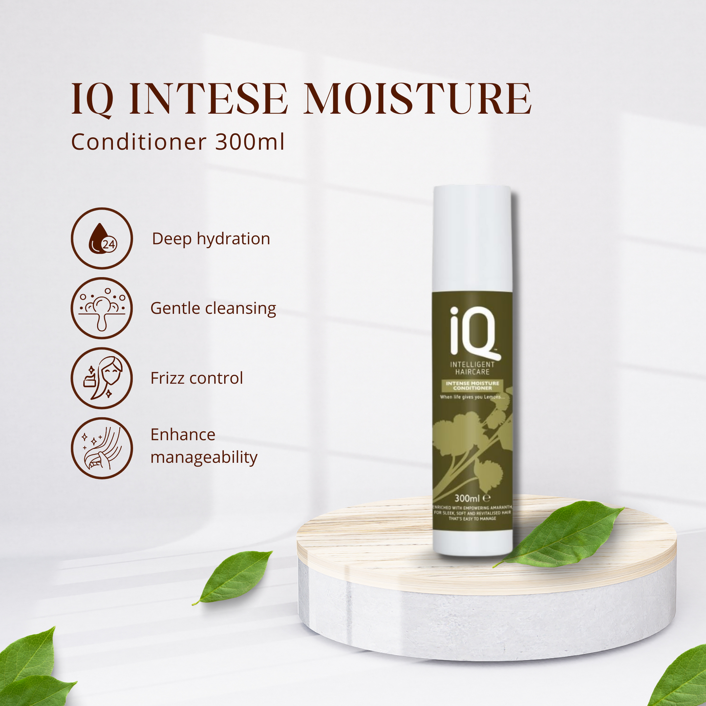 IQ Intelligent Haircare Intense Moisture Shampoo & Conditioner 300ml with Hair Serum 75ml