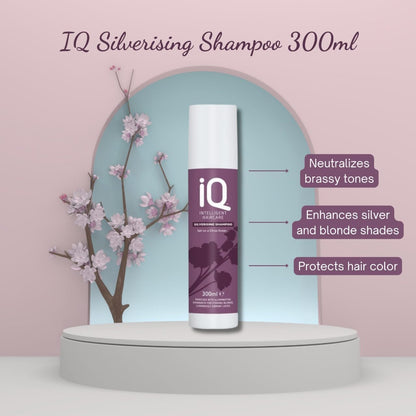 IQ Silverising Shampoo 300ml and IQ Silverising Mask 250ml with Detangling Hair Brush