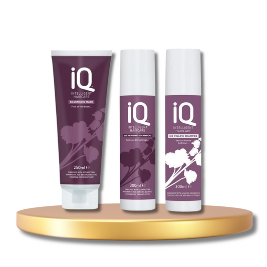 IQ Intelligent Haircare Silverising Shampoo 300ml & Silverising Mask 250ml with No Yellow Shampoo 300ml